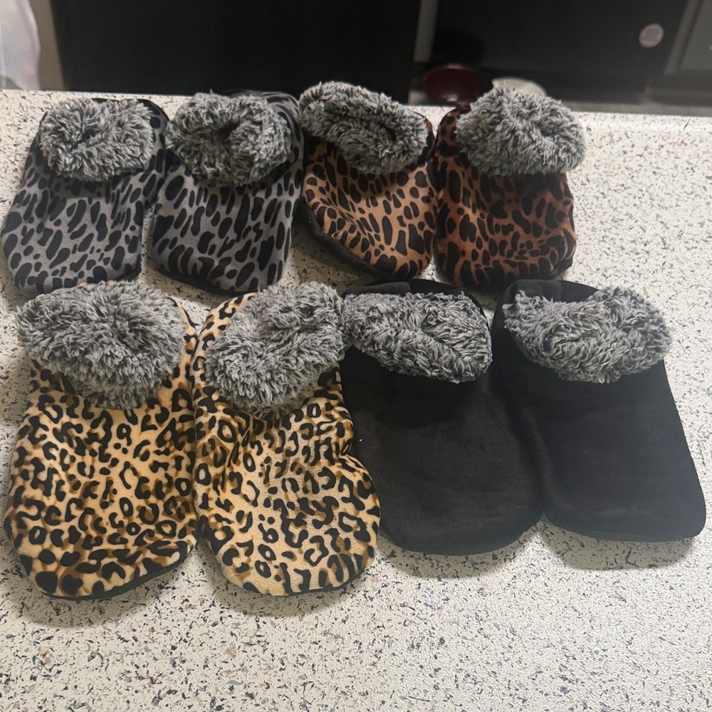 Cozy Animal Print Slipper Socks 4 pair